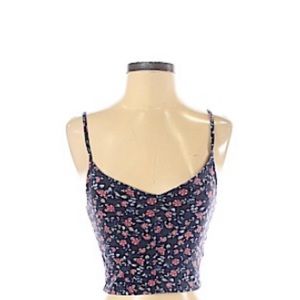 Blue Floral Crop Tank Top | Hollister Small